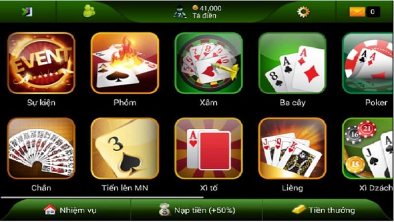 Trò chơi tại sảnh game bài Fm88